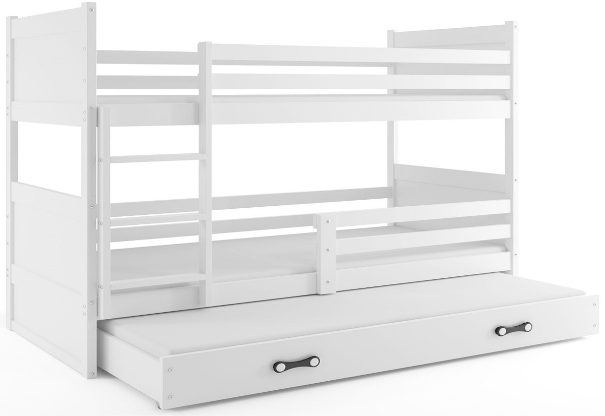Supermobel Patrová postel RICO 3 COLOR + matrace + rošt ZDARMA, 80x190 cm, bílý, bílá