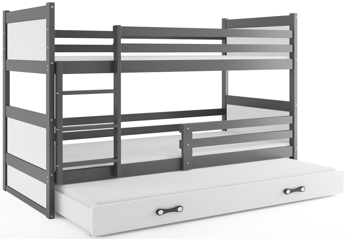 Supermobel Patrová postel RICO 3 COLOR + matrace + rošt ZDARMA, 80x190 cm, grafit, bílá