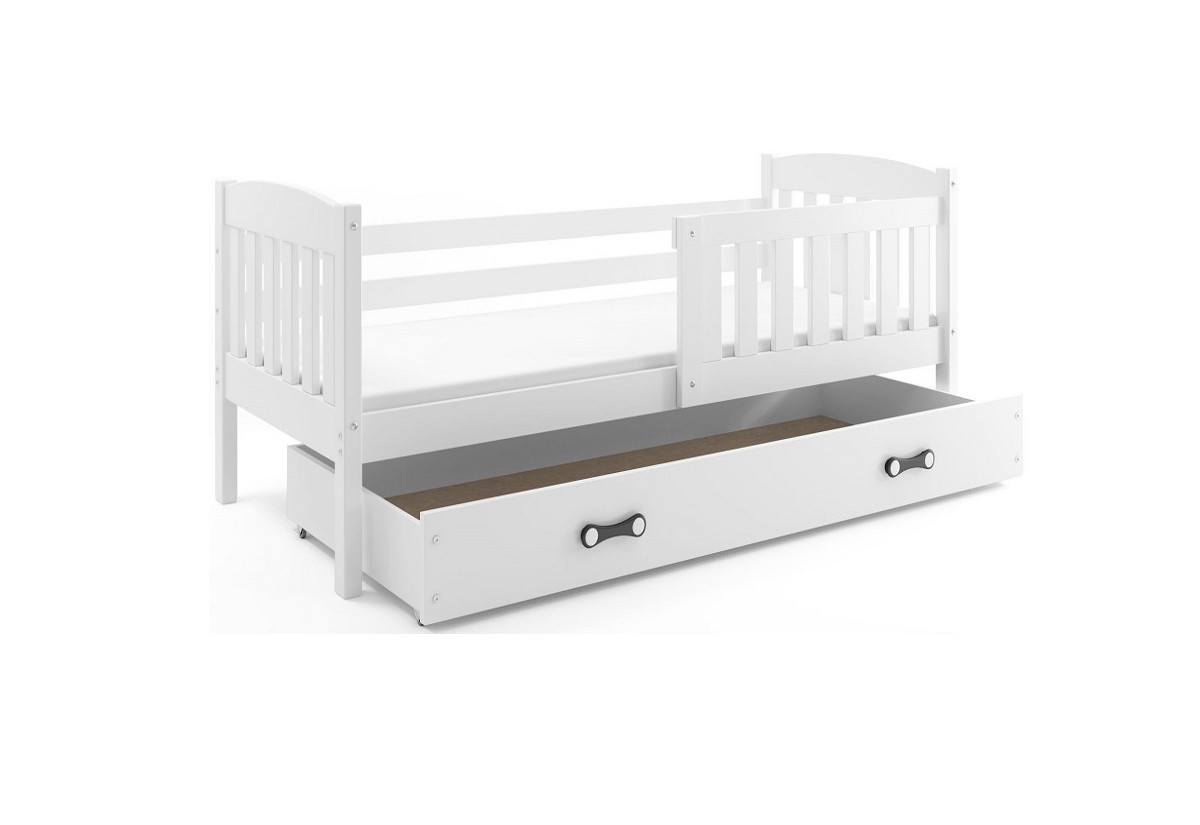Supermobel Dětská postel KUBUS P1 + úložný prostor + matrace + rošt ZDARMA, 80x190, bílý, bílá