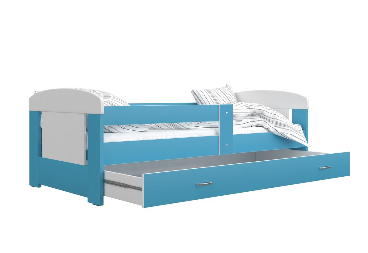 Supermobel Dětská postel FILIP P1 COLOR 180x80, včetně ÚP, bílý/modrý