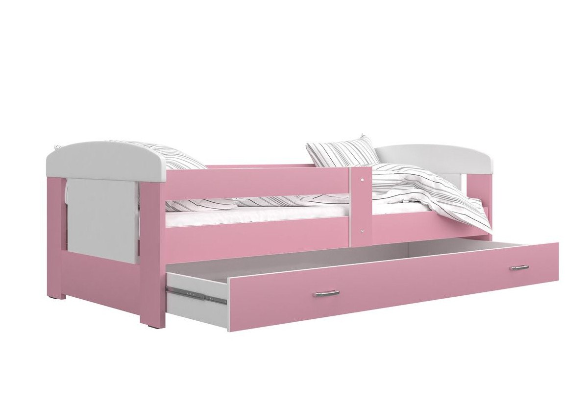 Supermobel Dětská postel FILIP P1 COLOR 180x80, včetně ÚP, bílý/růžový