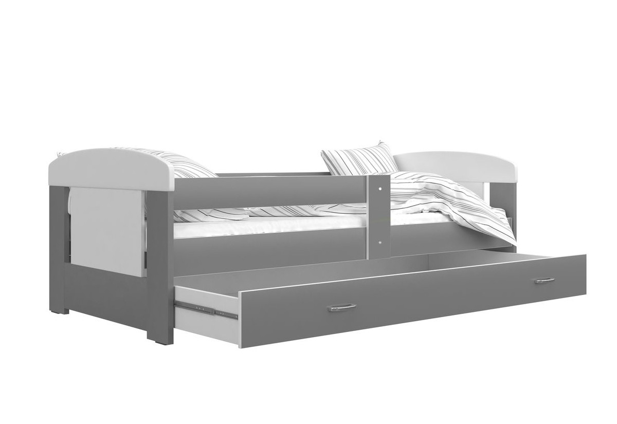 Supermobel Dětská postel FILIP P1 COLOR 180x80, včetně ÚP, bílý/šedý
