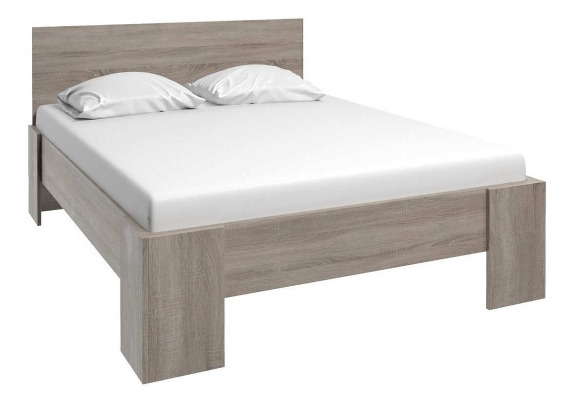 Supermobel Manželská postel MONTANA L-1 + rošt + pěnová matrace COMFORT 14 cm, 160 x 200 cm, dub Truflový (šedý dub sonoma)