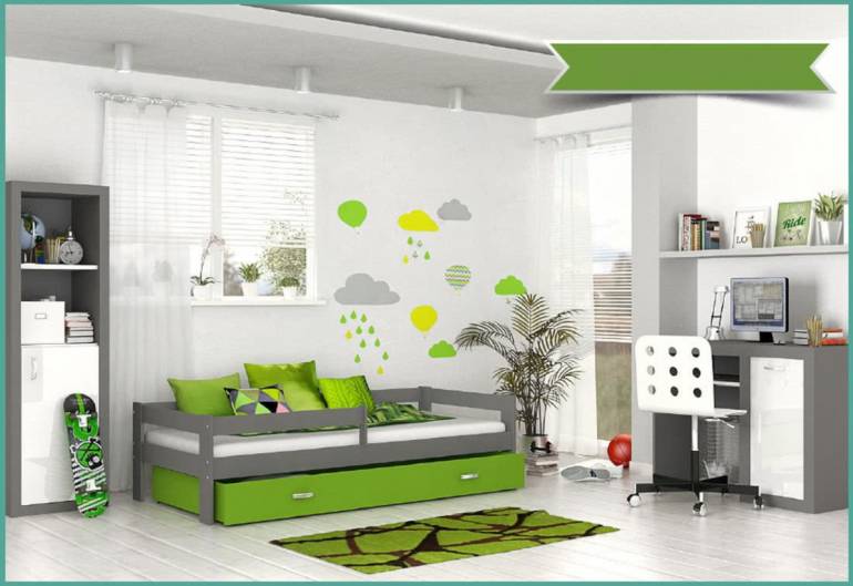 Dětská postel HUGO P1 COLOR + úložný prostor + matrace + rošt