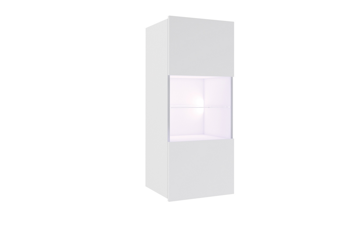 Supermobel Závěsná vitrína CALABRINI, 45x117x32, bílá/bílý lesk, + bílé LED