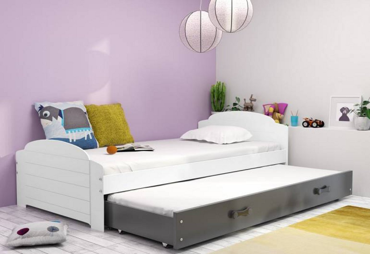 Supermobel Dětská postel LILI P2 + matrace + rošt ZDARMA, 90x200, bílý, grafitová