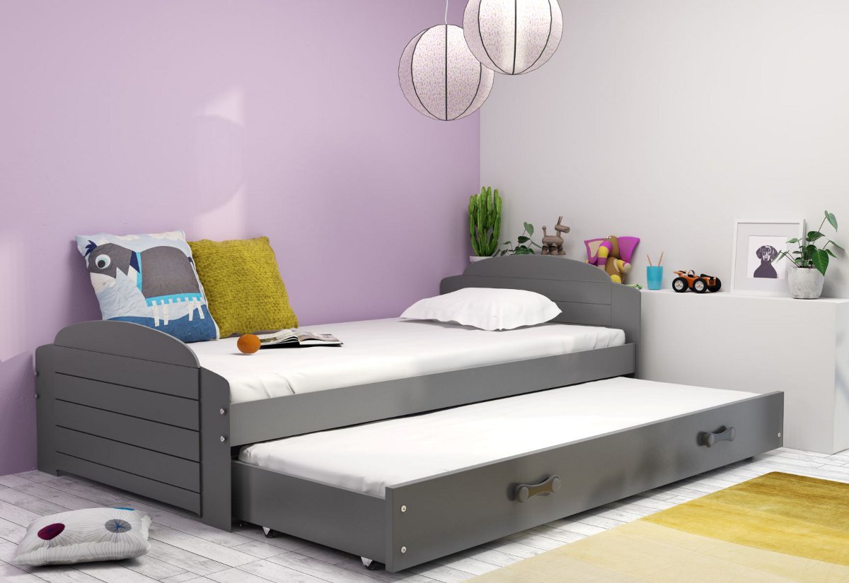 Supermobel Dětská postel LILI P2 + matrace + rošt ZDARMA, 90x200, grafit, grafitová