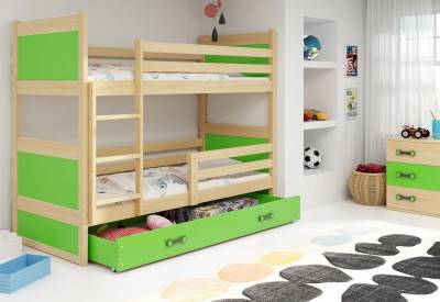 Dětská patrová postel RICO 2 COLOR + úložný prostor + matrace + rošt ZDARMA