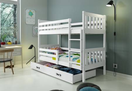 Dětská patrová postel CARINO 2 + úložný prostor + matrace + rošt ZDARMA