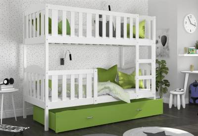 Dětská patrová postel KUBUS 2 COLOR + úložný prostor + matrace + rošt
