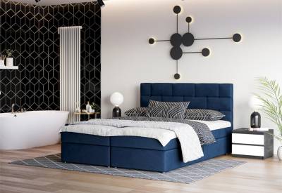 Čalouněná postel boxspring WALL + úložný prostor