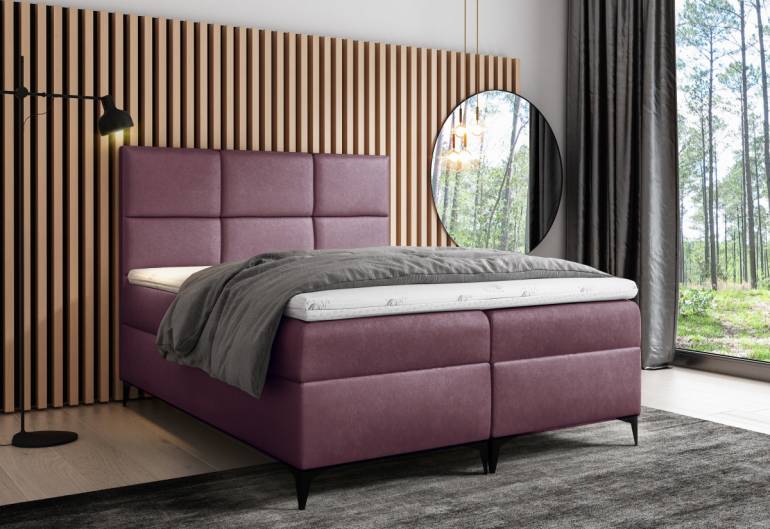 Čalouněná postel boxspring FAVA + úložný prostor + vrchní matrace