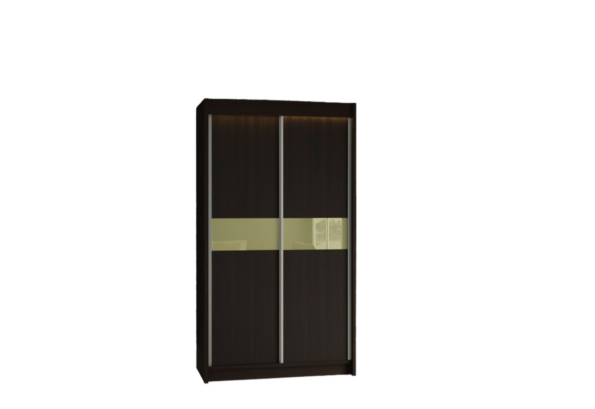 Supermobel Skříň s posuvnými dveřmi TANNA + Tichý dojezd, wenge/sklo vanilka, 120x216x61