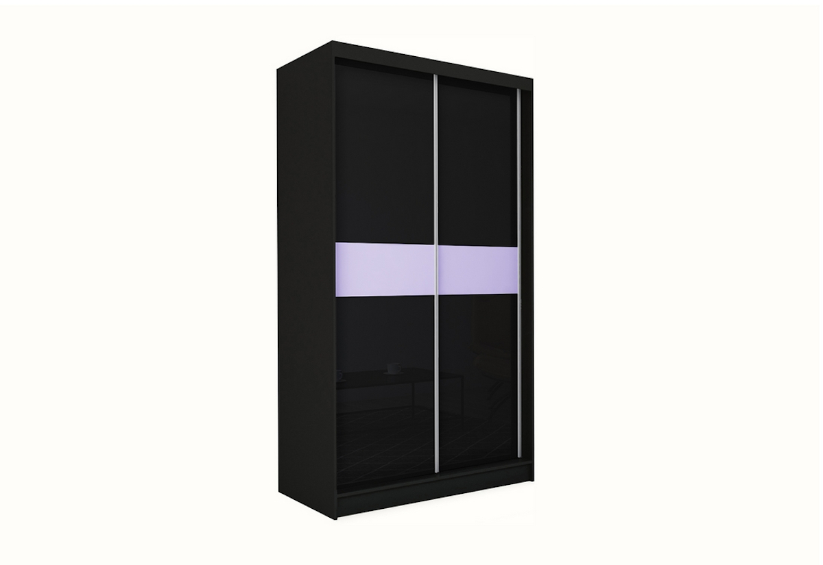 Supermobel Skříň s posuvnými dveřmi TANNA + Tichý dojezd, černá/bílé sklo, 150x216x61