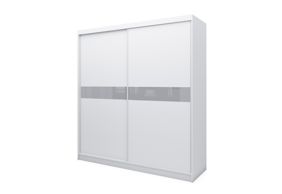 Supermobel Skříň s posuvnými dveřmi TANNA+ Tichý dojezd, bílá/šedé sklo, 200x216x61