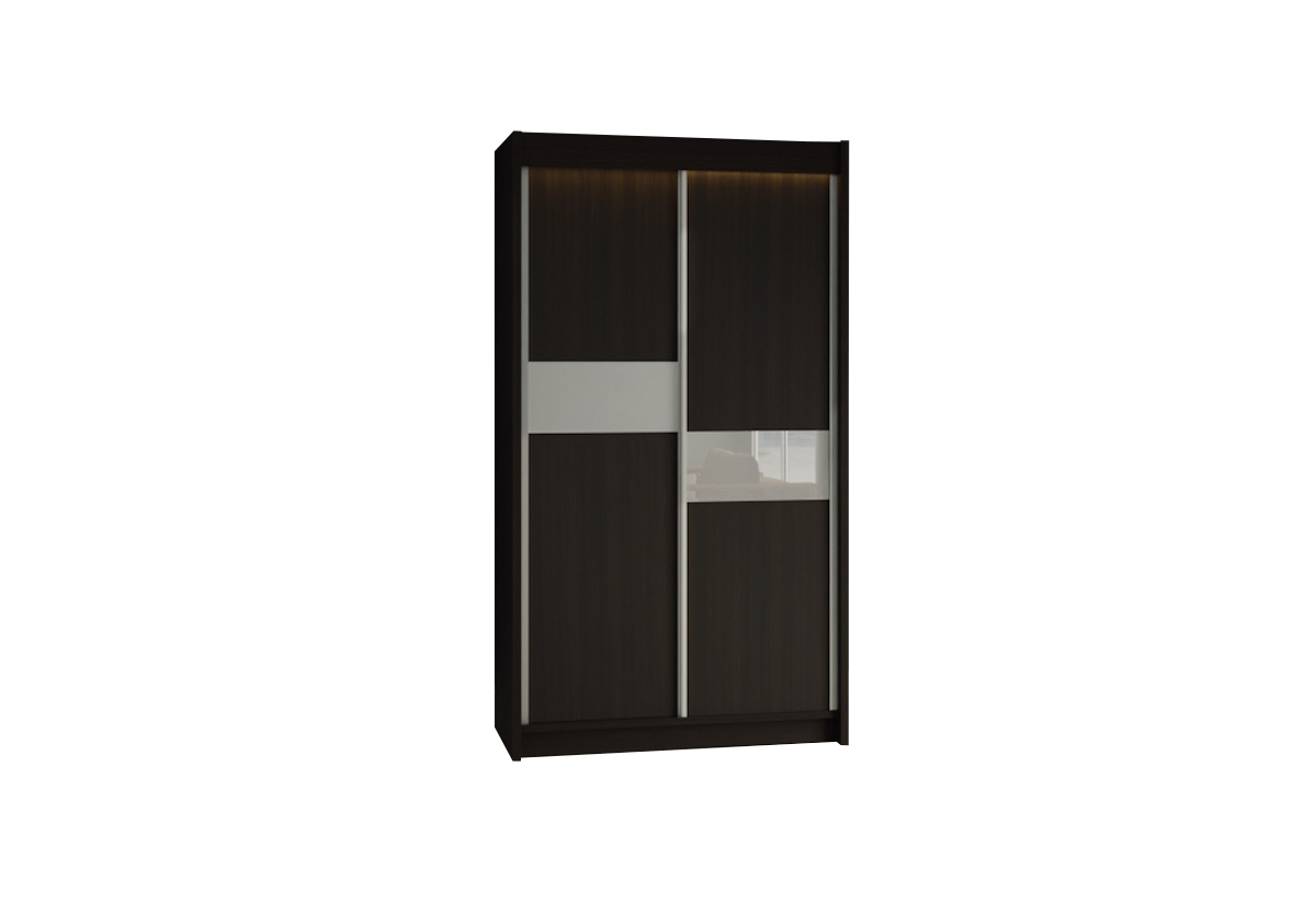 Supermobel Skříň s posuvnými dveřmi LIVIA + Tichý dojezd, 120x216x61, wenge/bílé sklo