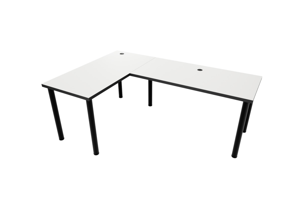 Supermobel Počítačový rohový stůl N, 200/135x73-76x65, bílá/černé nohy, levý