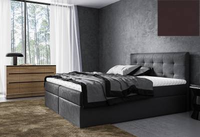 Čalouněná postel boxspring ROCCO + úložný prostor + topper