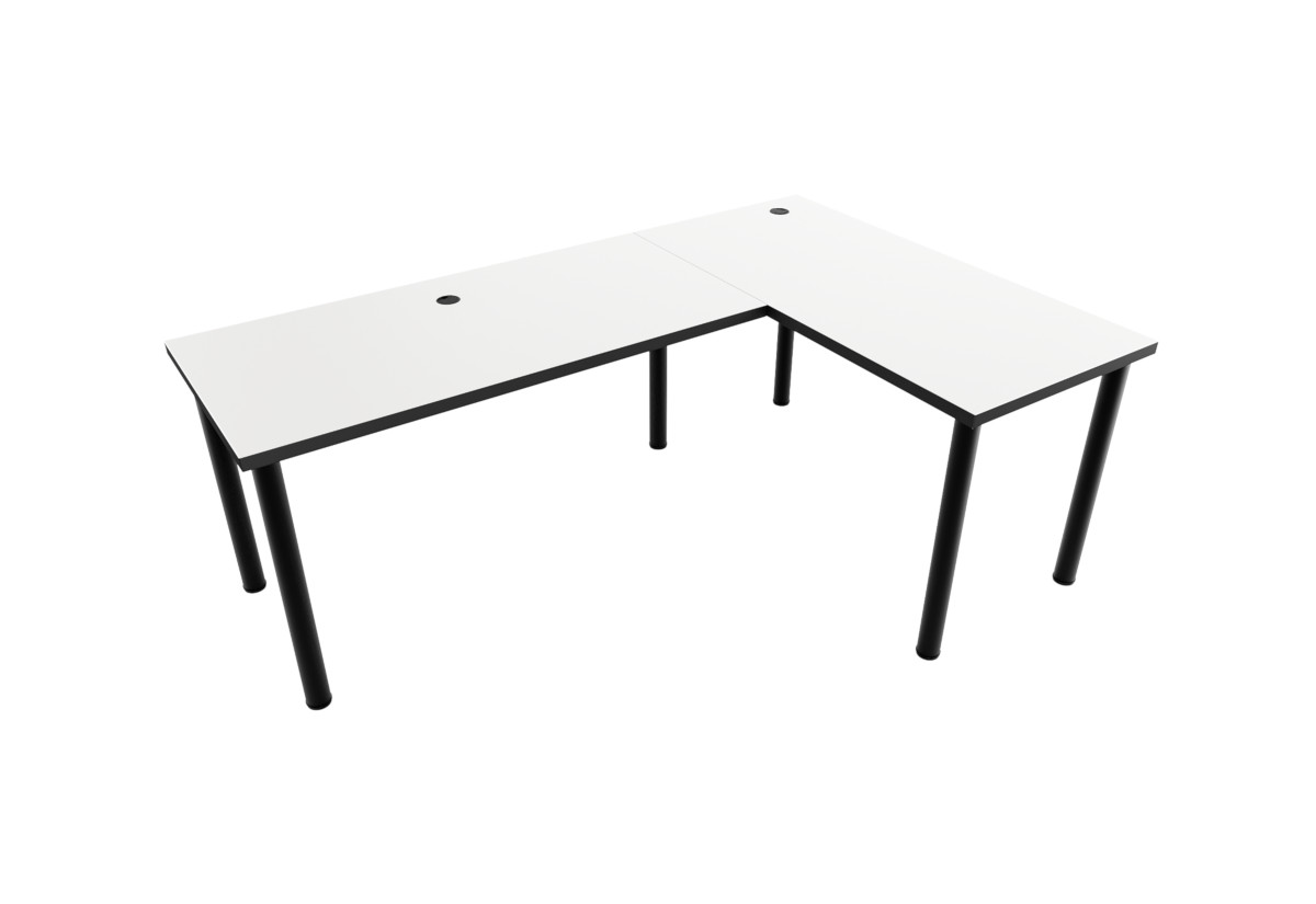 Supermobel Počítačový rohový stůl N, 200/135x73-76x65, bílá/černé nohy, pravý