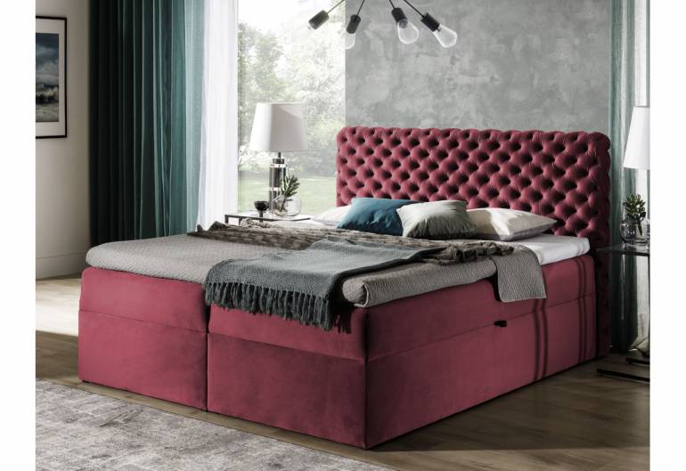 Čalouněná postel boxspring CHESTERFIELD + vrchní matrace
