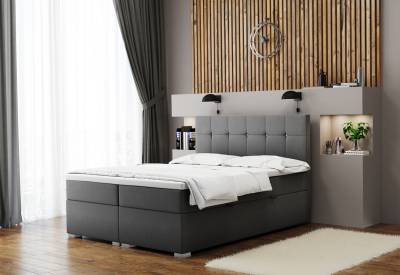 Čalouněná postel boxspring LINDT + topper