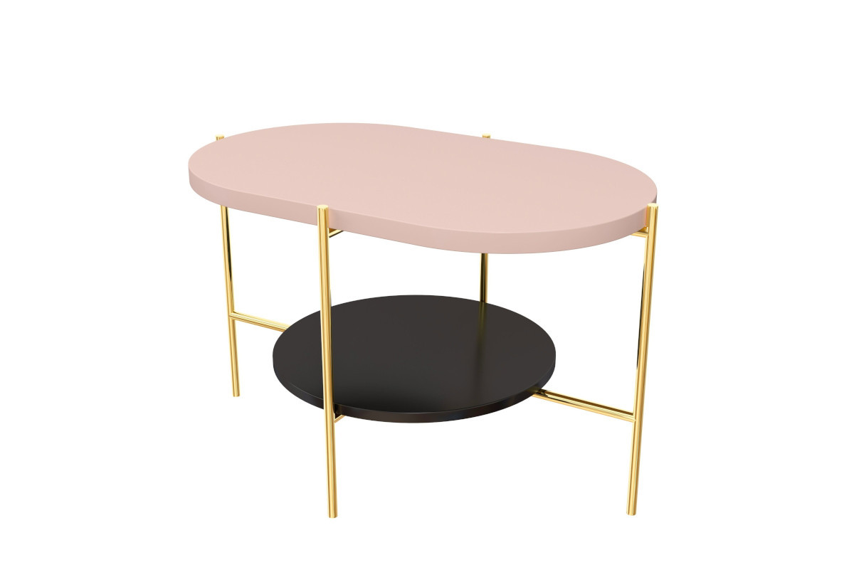 Supermobel Konferenční stolek ARENA, 80x50x50, růžová/zlatá