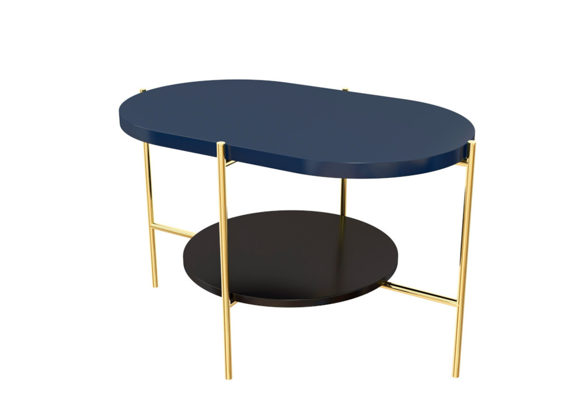 Supermobel Konferenční stolek ARENA, 80x50x50, modrá/zlatá