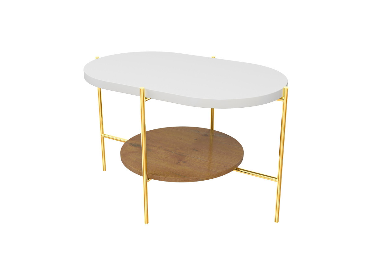 Supermobel Konferenční stolek ARENA, 80x50x50, bílá/zlatá