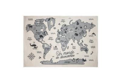Dětský koberec WORLDMAP, 147x97,5, šedá/béžová