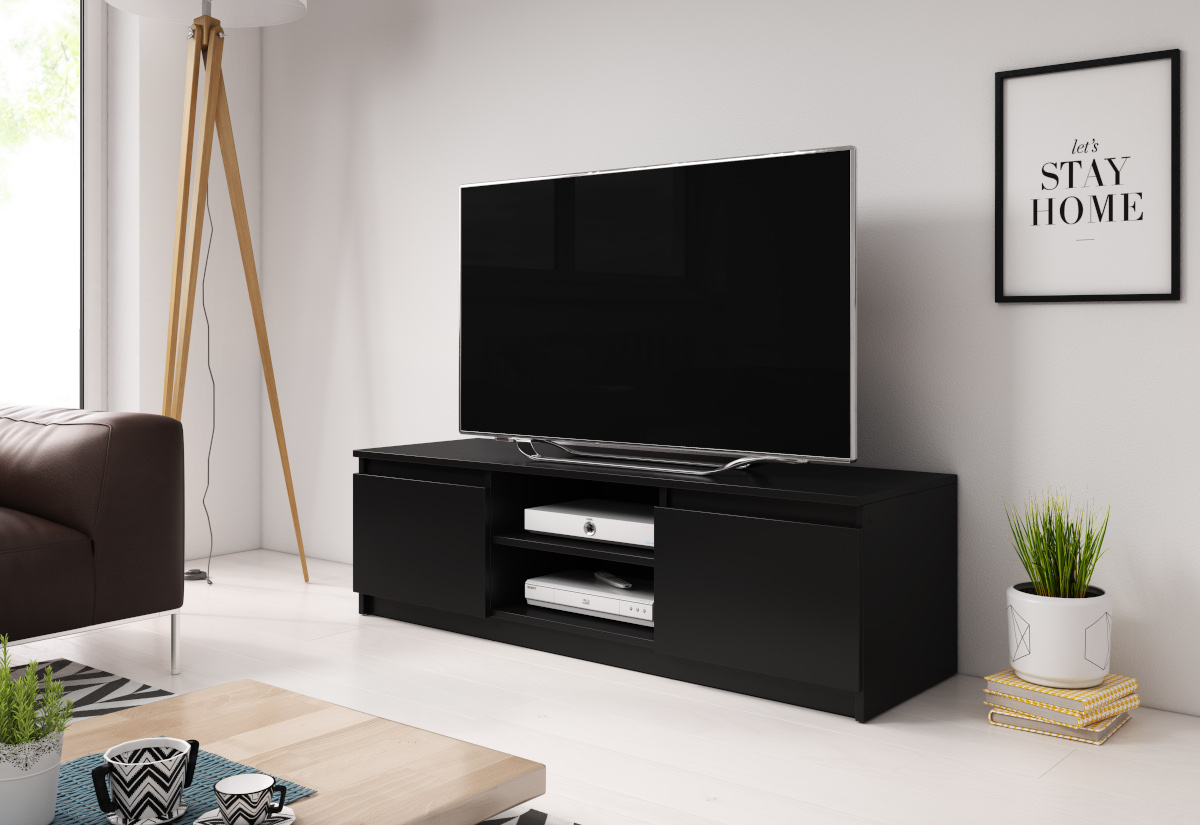 Supermobel TV stolek DINGO, 120x35,5x38, černý grafit + LED