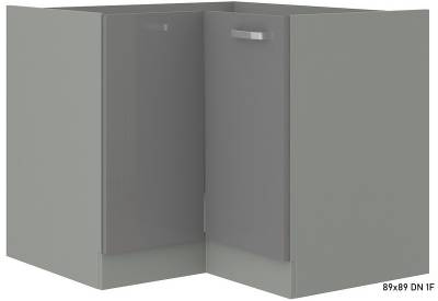 Kuchyňská skříňka dolní rohová GREY 89x89 DN 1F BB, 89/89x82x52, šedá/šedá lesk - VÝPRODEJ č. 2272