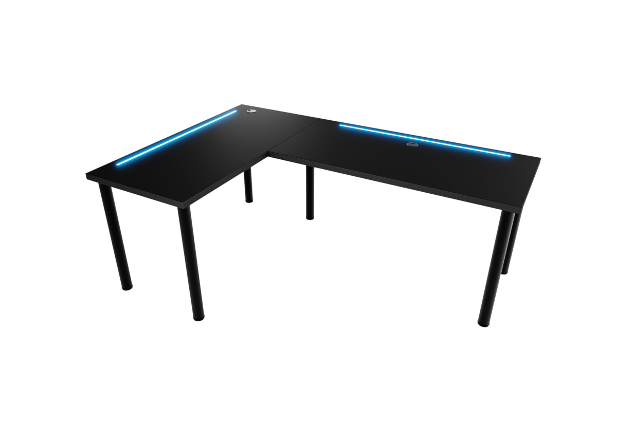 Supermobel Počítačový rohový stůl N s LED, 160/110x73-76x50, černá, levý
