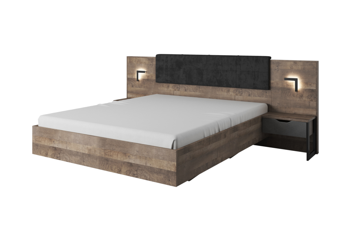 Supermobel Manželská postel ARDEN + noční stolky, dub sand grande/matera