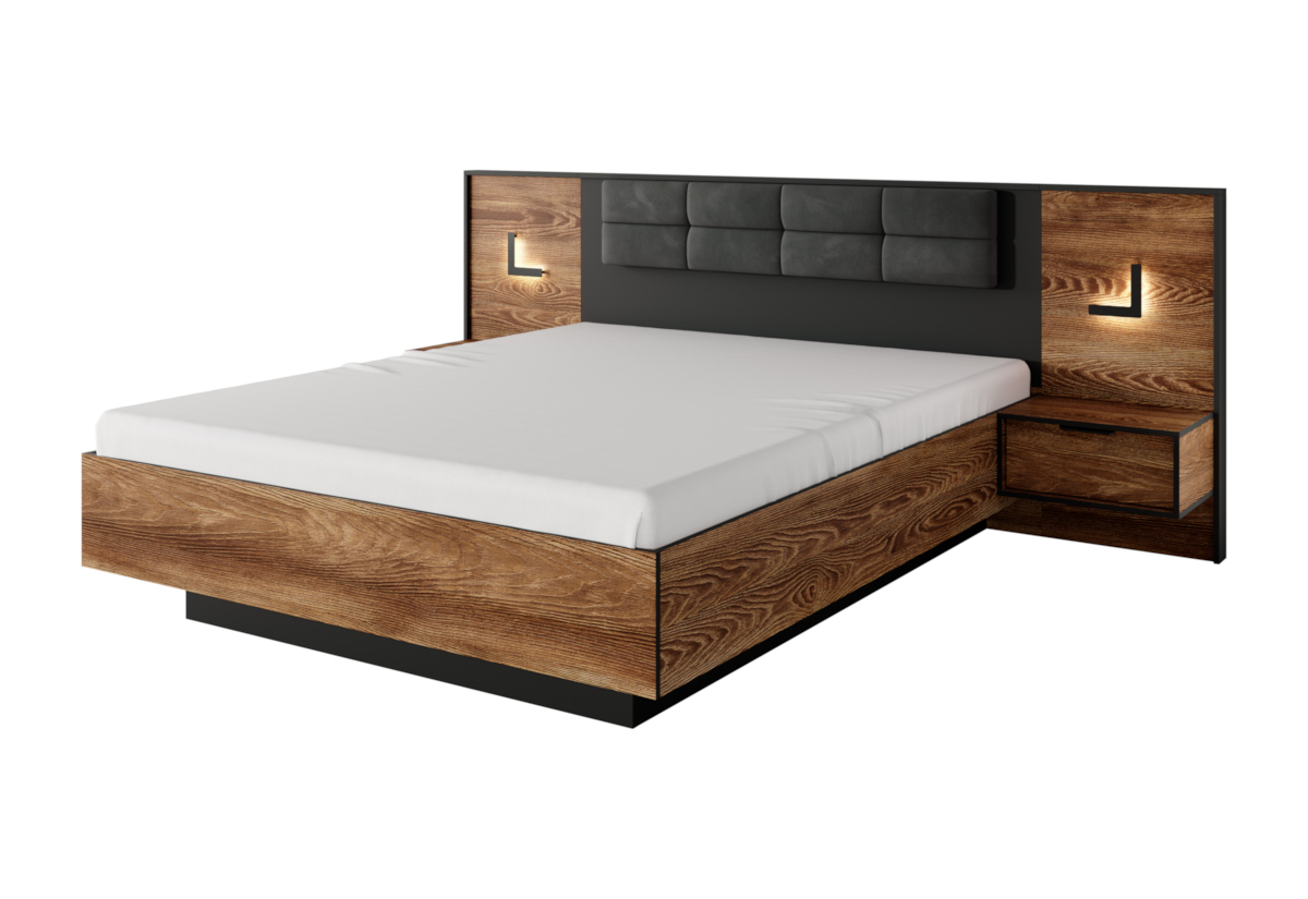 Supermobel Manželská postel MILTON + noční stolky, 160x200, kaštan/antracit