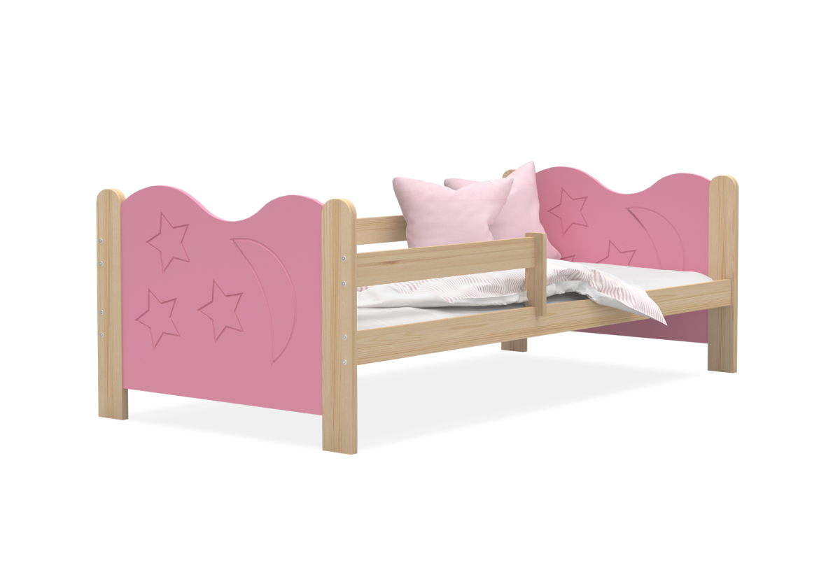 Supermobel Dětská postel MIKOLAJ P1 + matrace + rošt ZDARMA, 160x80, borovice/růžová