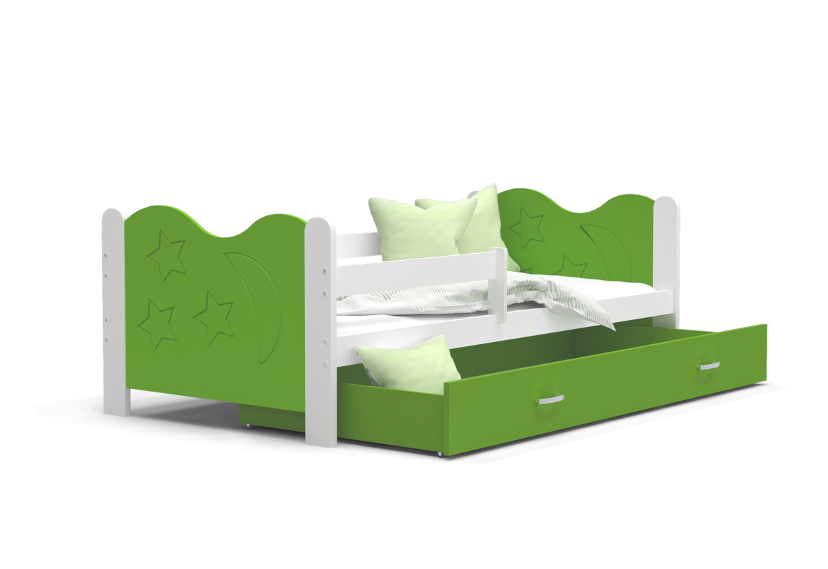 Supermobel Dětská postel MIKOLAJ P1 COLOR + matrace + rošt ZDARMA, 160x80, bílá/zelená