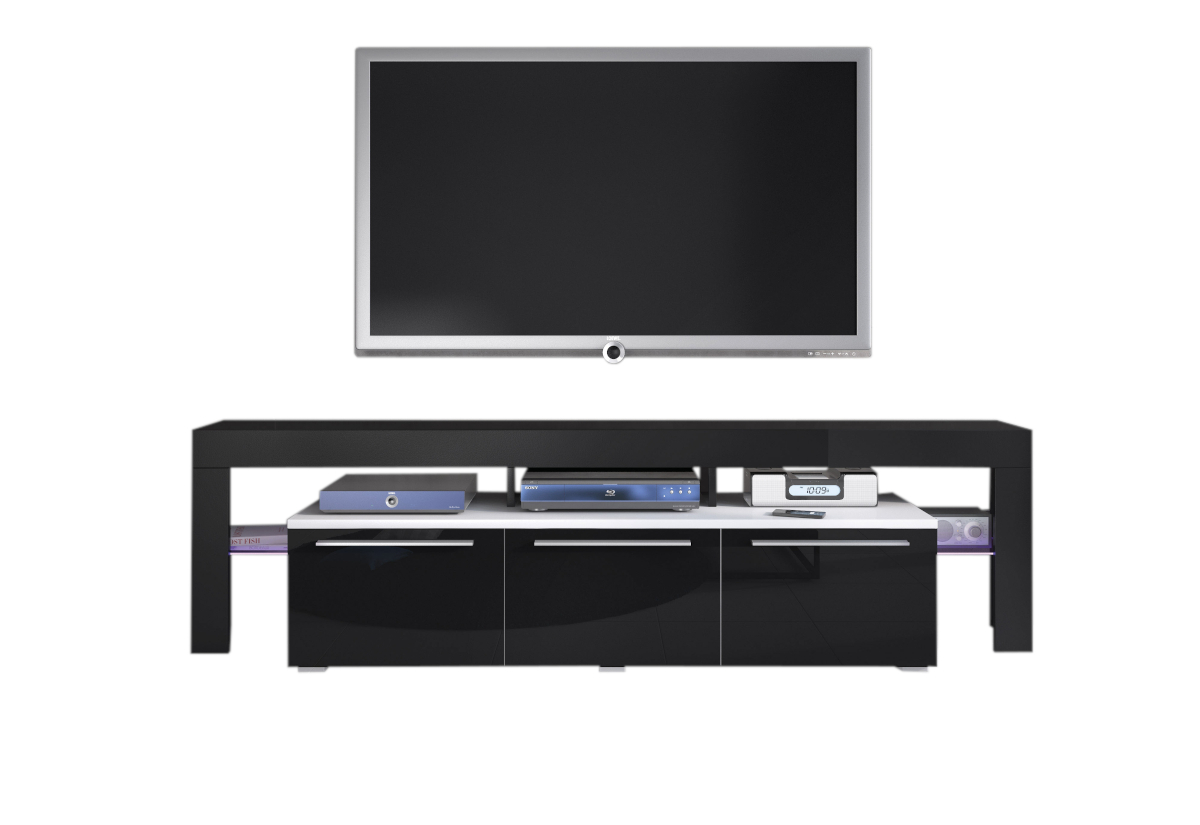 Supermobel TV stolek RTV BETA 150 Plus, bílá/černá lesk