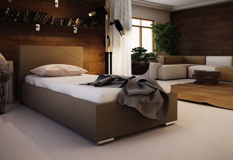 Jednolůžková čalouněná postel FLEK 5 + rošt + matrace, 90x200