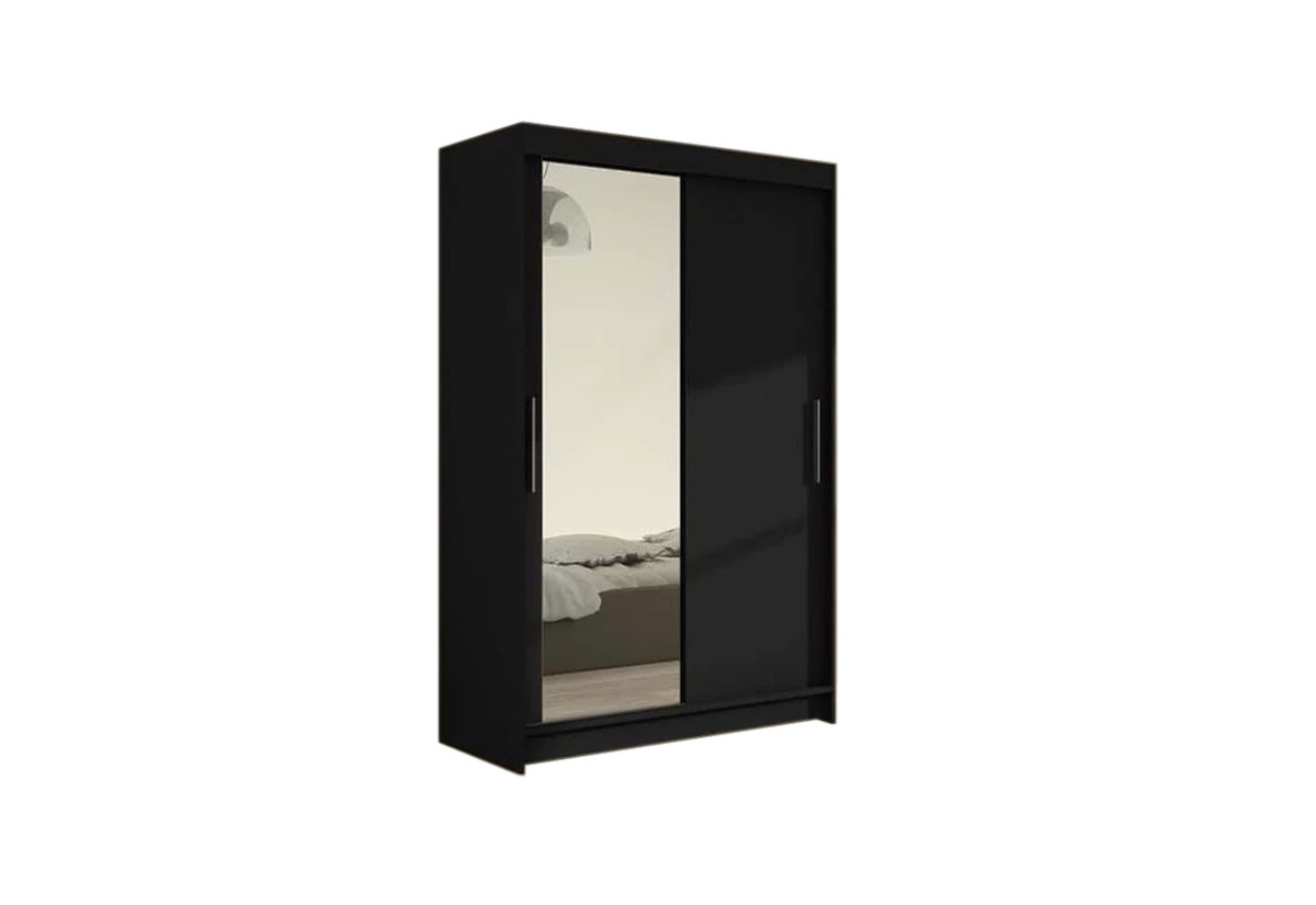 Supermobel Posuvná šatní skříň MIAMI VI se zrcadlem, 120x200x58, černá mat