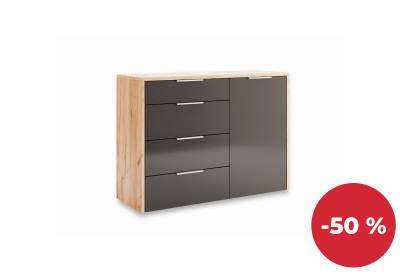 Komoda LUNA, 1 dvířka, 4 šuplíky