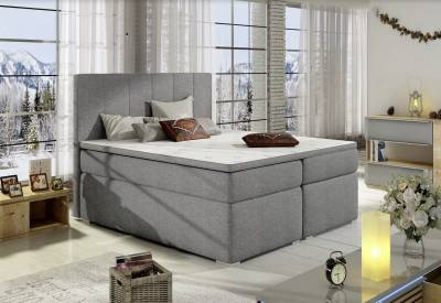 Čalouněná postel boxspring BOLERO + úložný prostor + topper