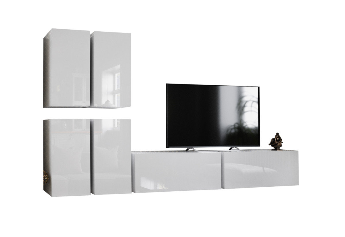 Supermobel Obývací stěna BOX 8, bílá/bílá lesk