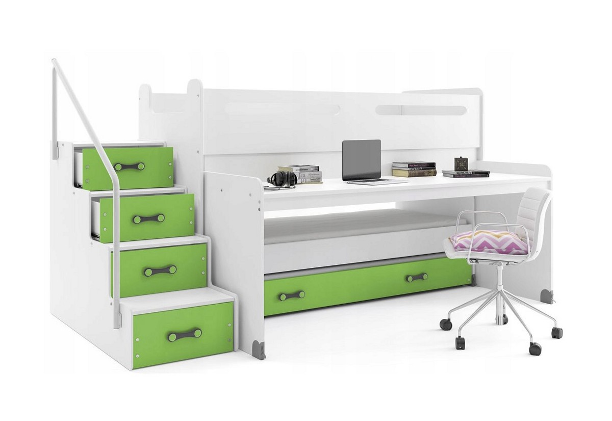 Supermobel Dětská patrová postel MAX 1, 200x80, bílá/zelená