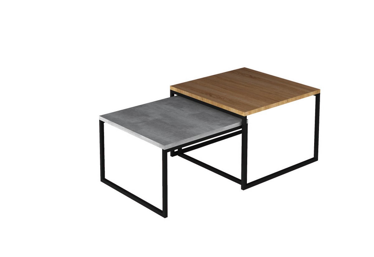 Supermobel Konferenční stolek NEVIO, 69x39x69, ořech Burgundia/beton