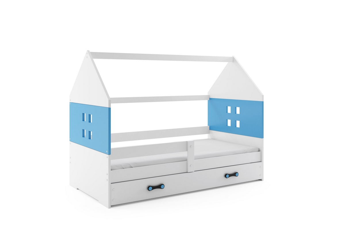 Supermobel Dětská postel DOMI P1 COLOR + matrace + rošt ZDARMA, 80x160, bílá, modrá