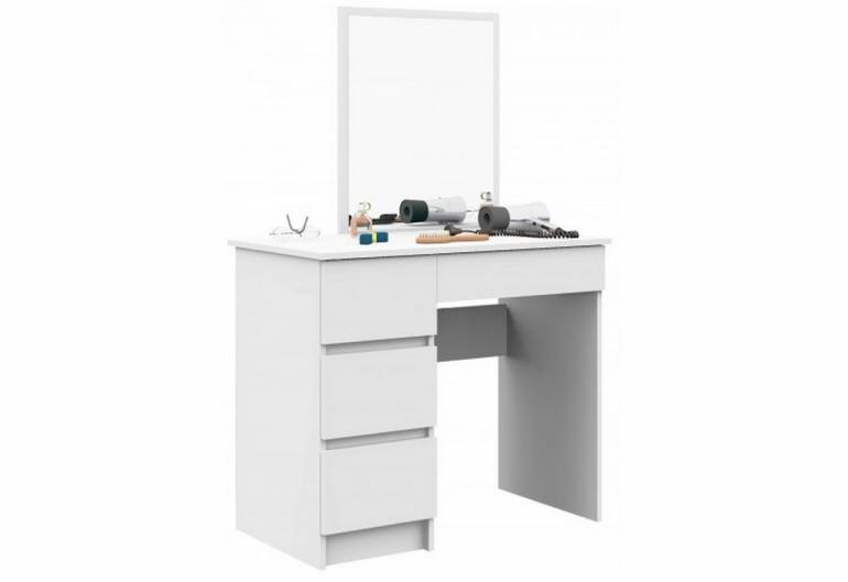 Toaletní stolek T6, 90x72/142x50, 500x600, bílý, levý
