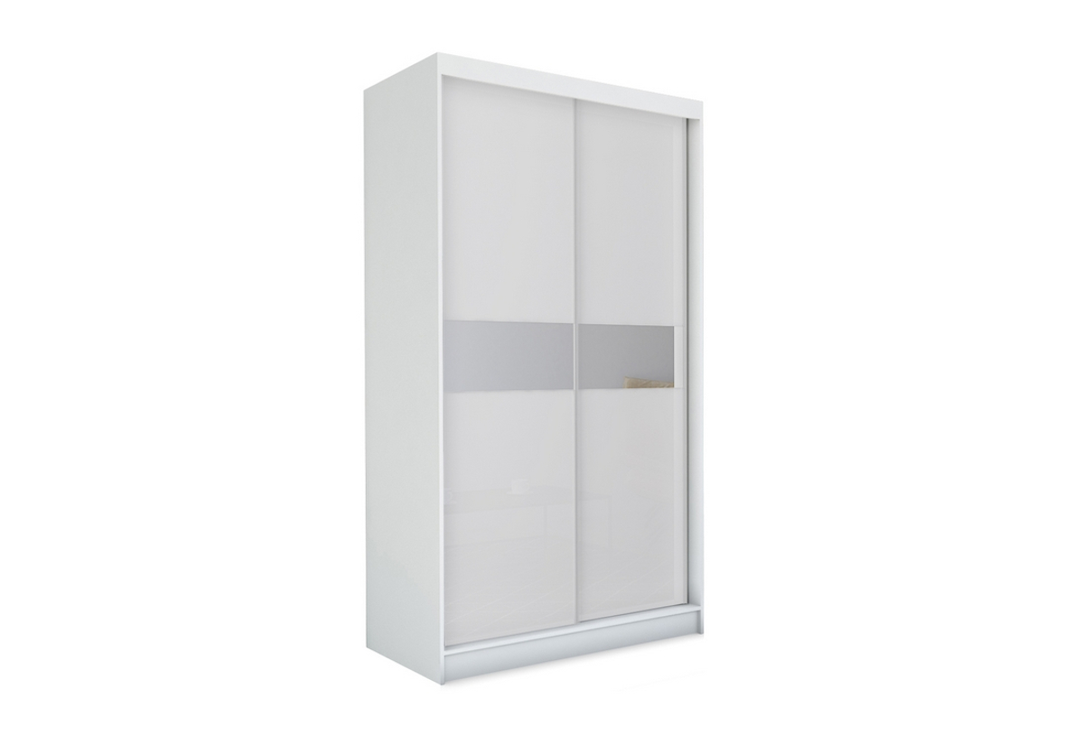 Supermobel Skříň s posuvnými dveřmi a zrcadlem TANNA, bílá, 150x216x61