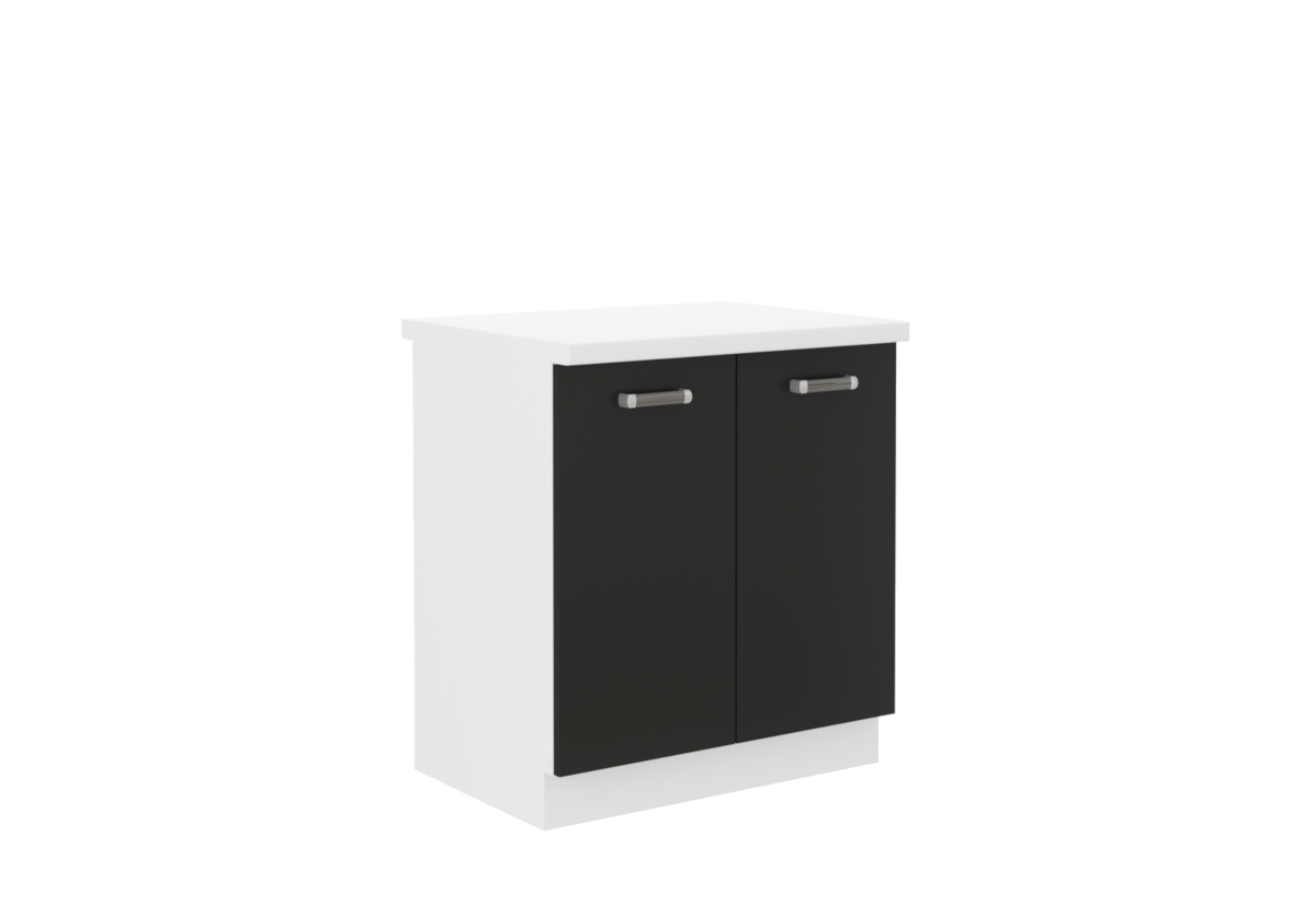 Supermobel Kuchyňská skříňka dřezová s pracovní deskou OMEGA 80 ZL 2F ZB, 80x82x60, černá/bílá