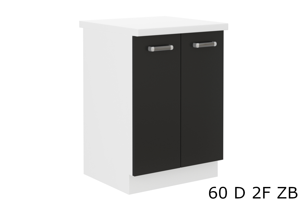 Supermobel Kuchyňská skříňka dolní dvoudveřová s pracovní deskou OMEGA 60D 2F ZB, 60x82x60, černá/bílá