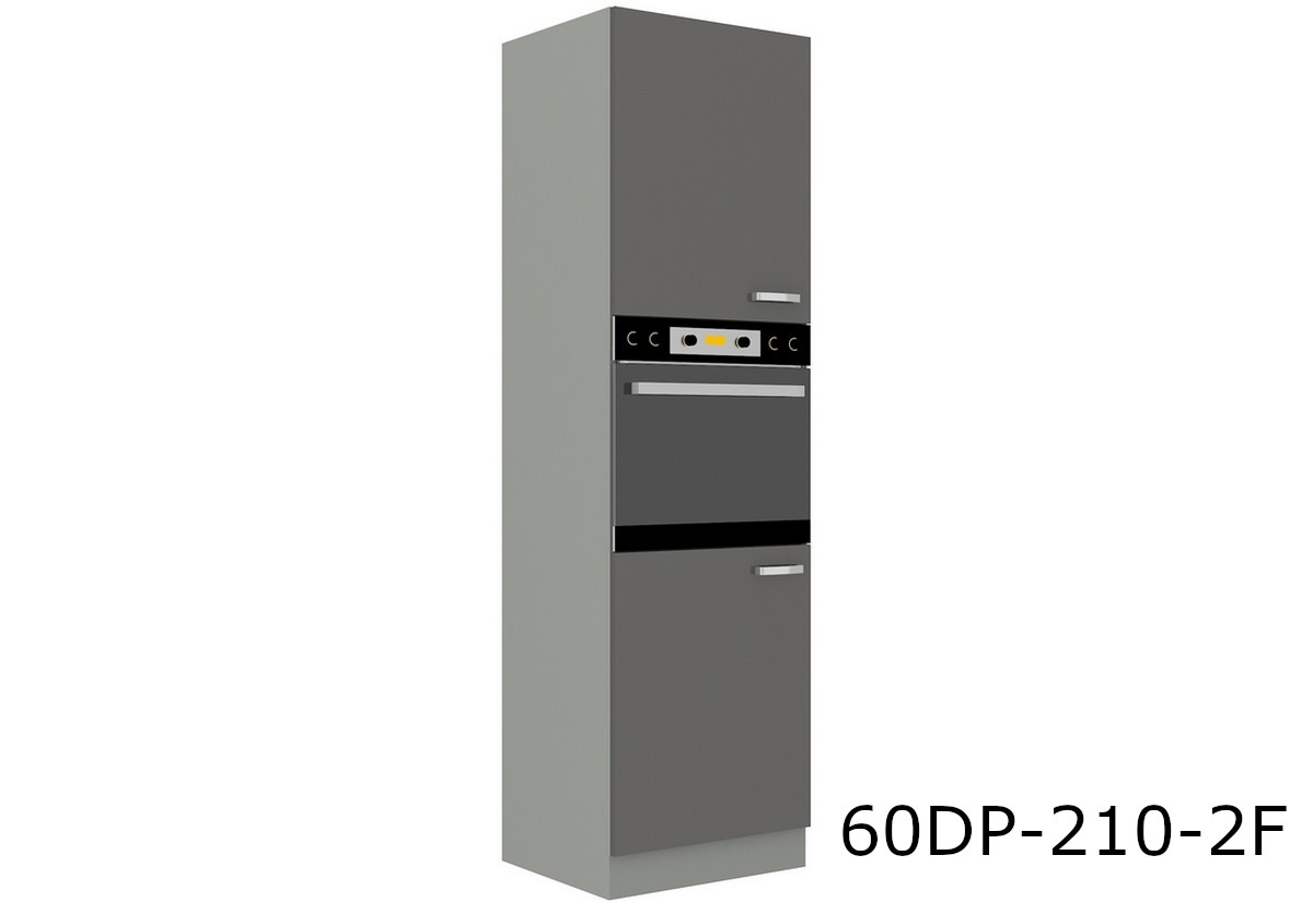 Supermobel Kuchyňská skříňka vestavná vysoká GREY 60 DP-210 2F, 60x210x57, šedá/šedá lesk